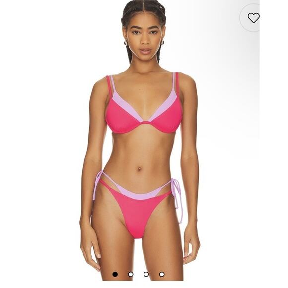 L Space Swim Bikini Bottom M Hot Pink Purple Fused McKenna Bitsy NWT - Picture 1 of 8